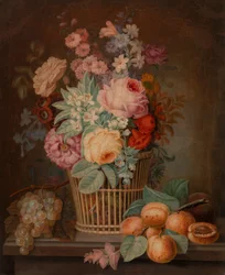 Ainda vida com flores em uma cesta